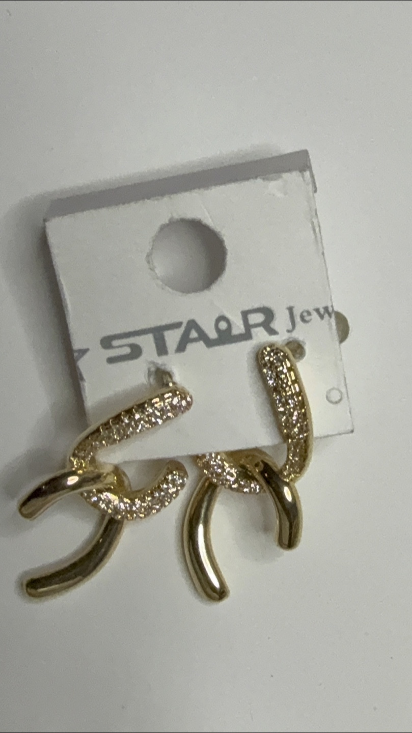 Gold chain earrings with crystals