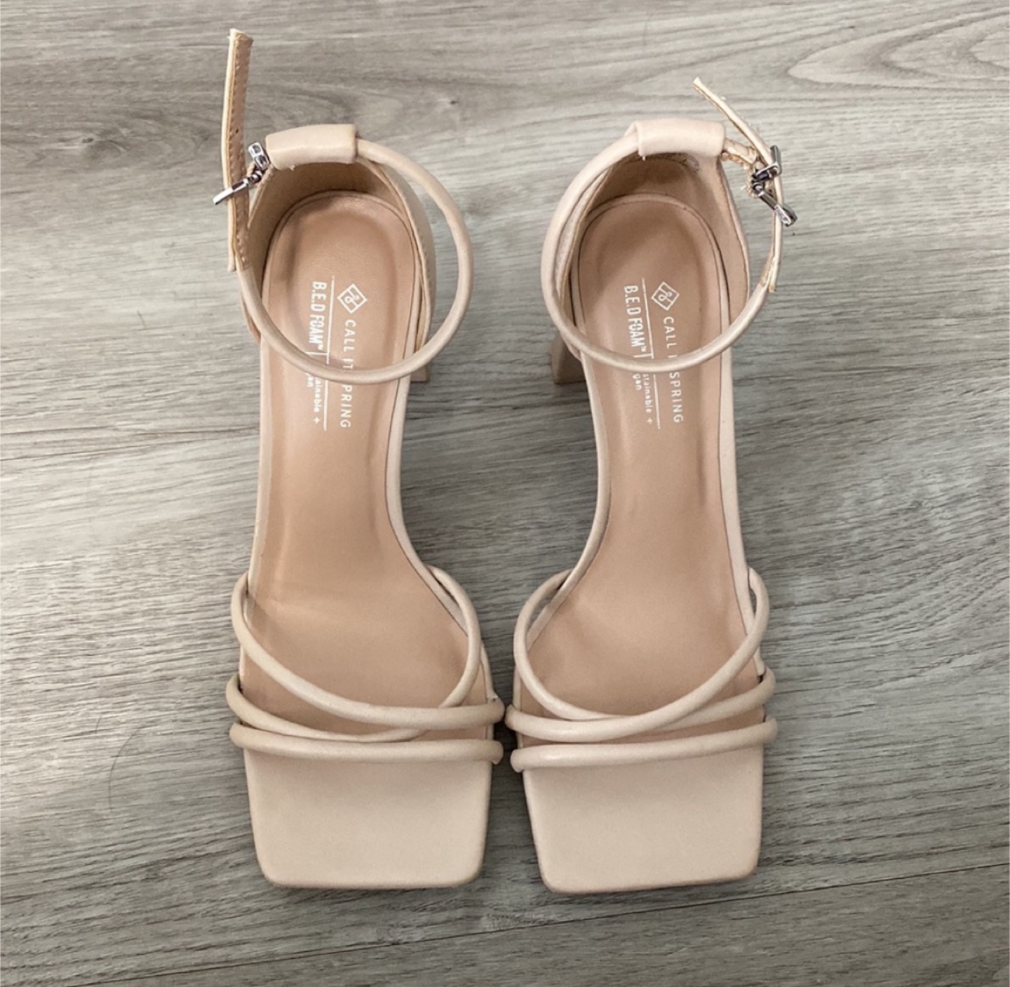 Beige Call It Spring Block Heel Sandals - photo 3