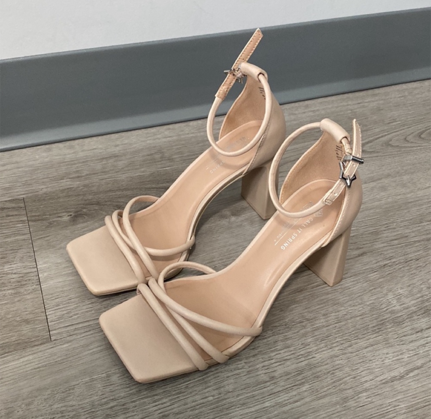 Beige Call It Spring Block Heel Sandals