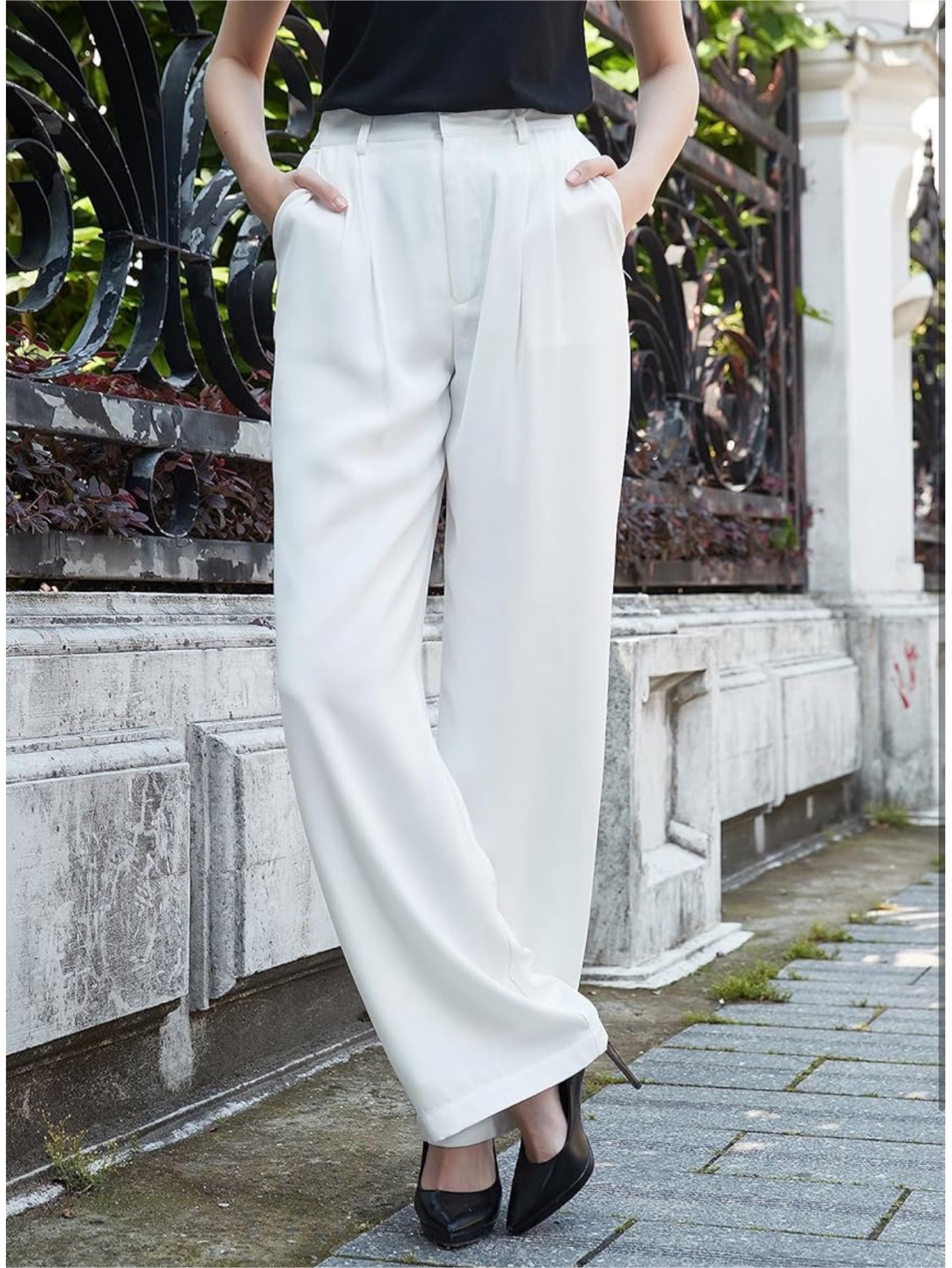 Tronjori Women's White Wide-Leg Trousers - photo 2