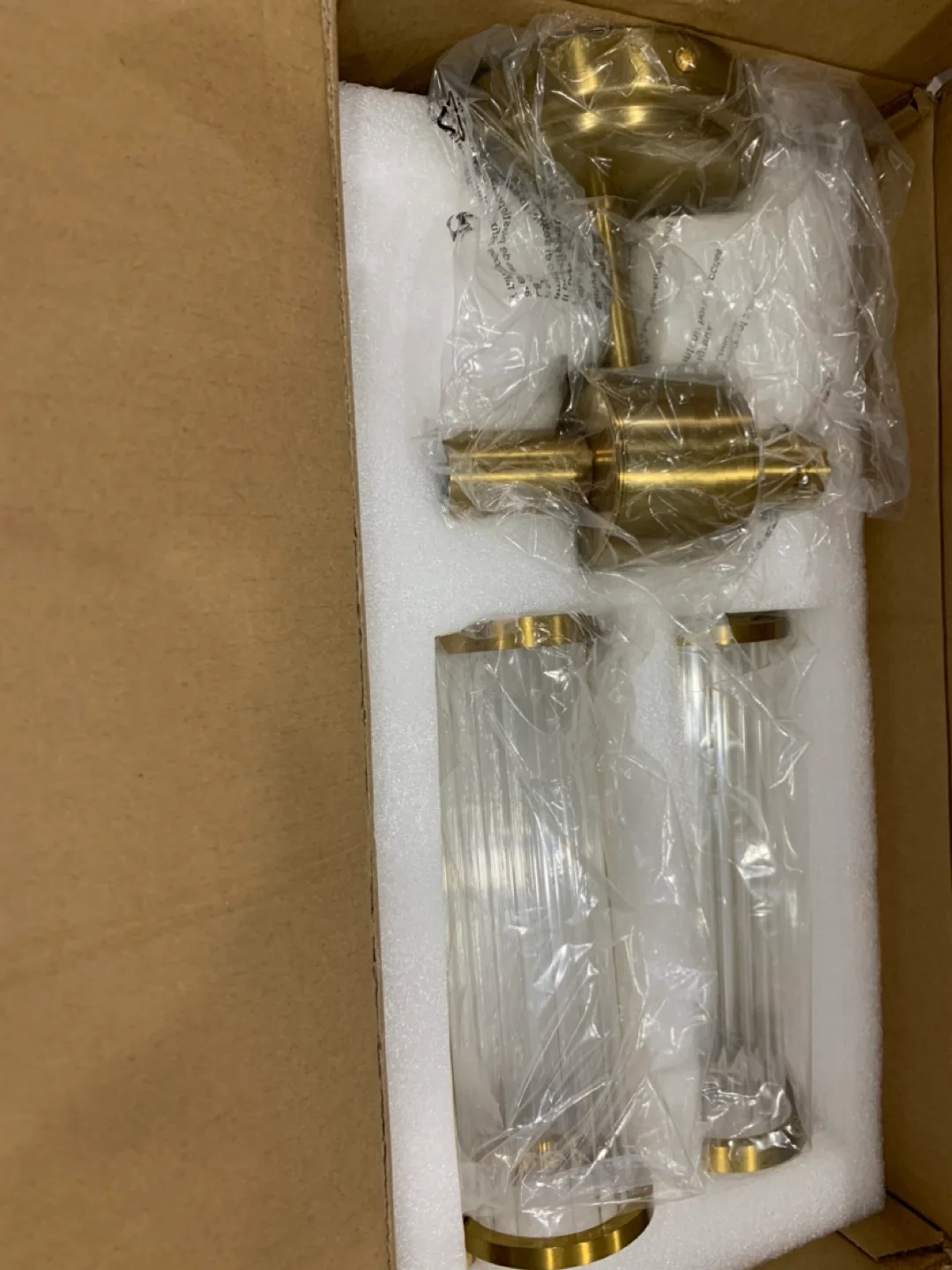 Gold Double-Light Wall Sconce with Glass Cylinders thumbnail