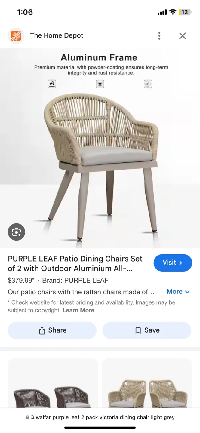 PURPLE LEAF Patio Dining Chairs - Set of 2 image indicator(2)