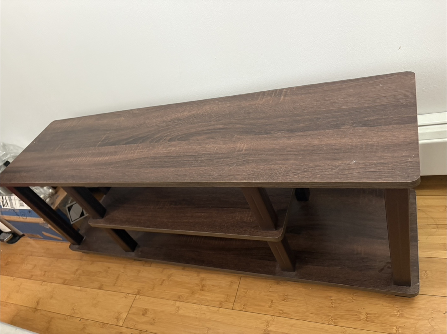 Dark Brown TV Stand with Two Shelves - photo 2
