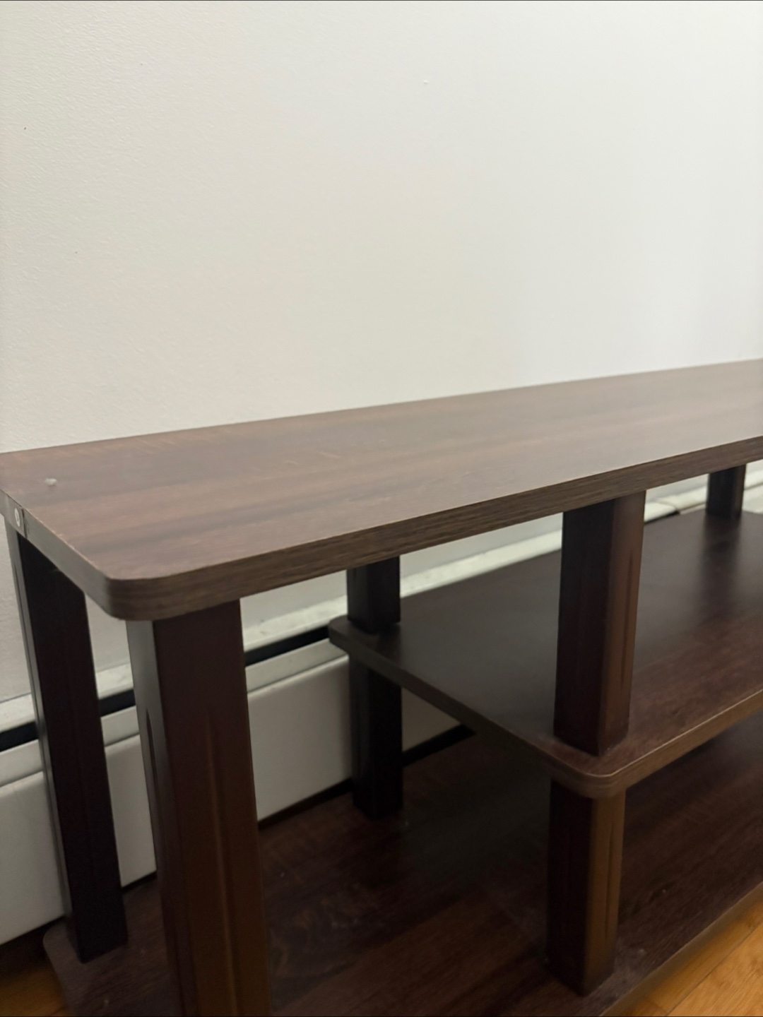 Dark Brown TV Stand with Two Shelves