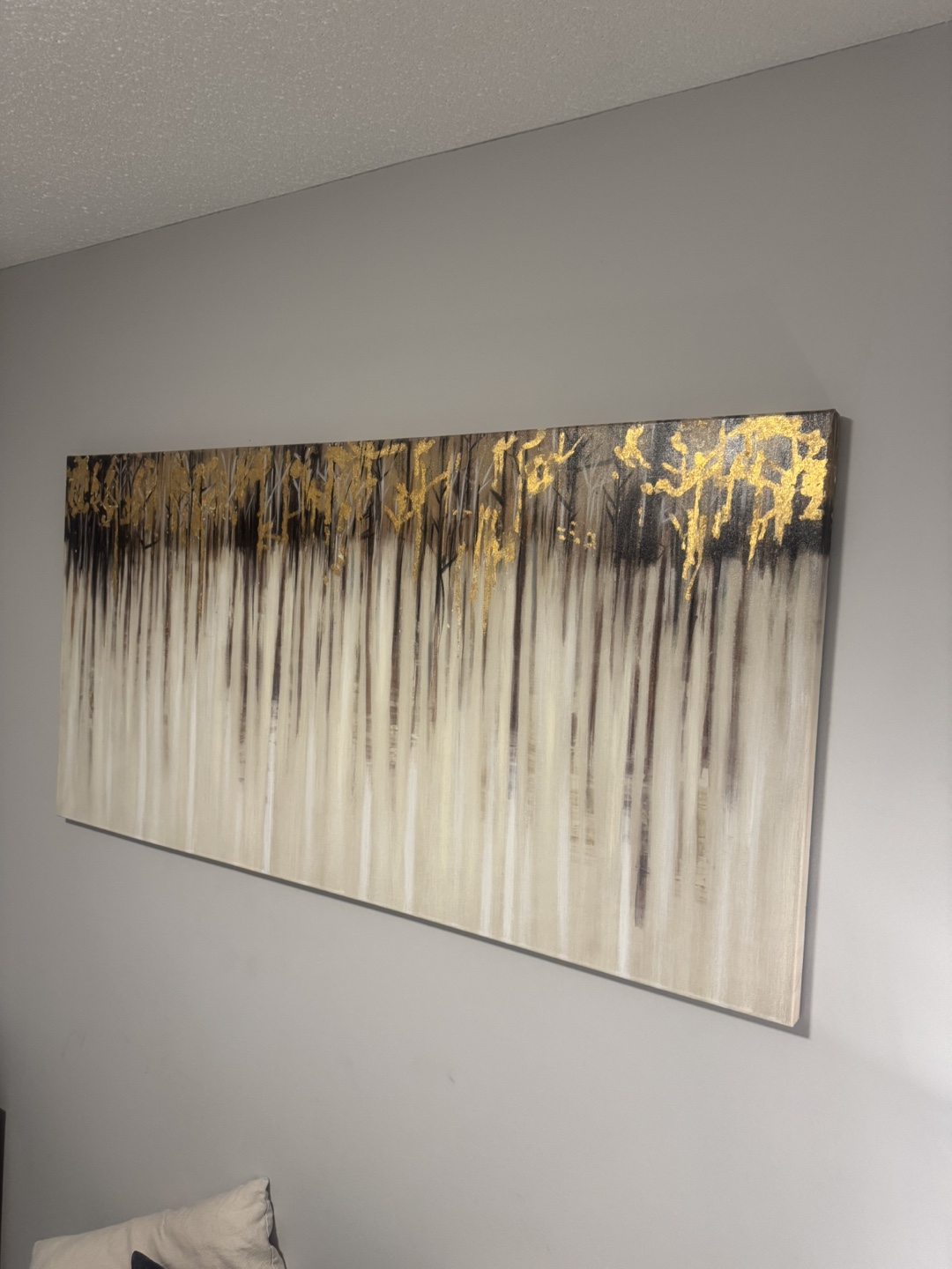 Large Abstract Gold and Grey Canvas Wall Art - photo 2