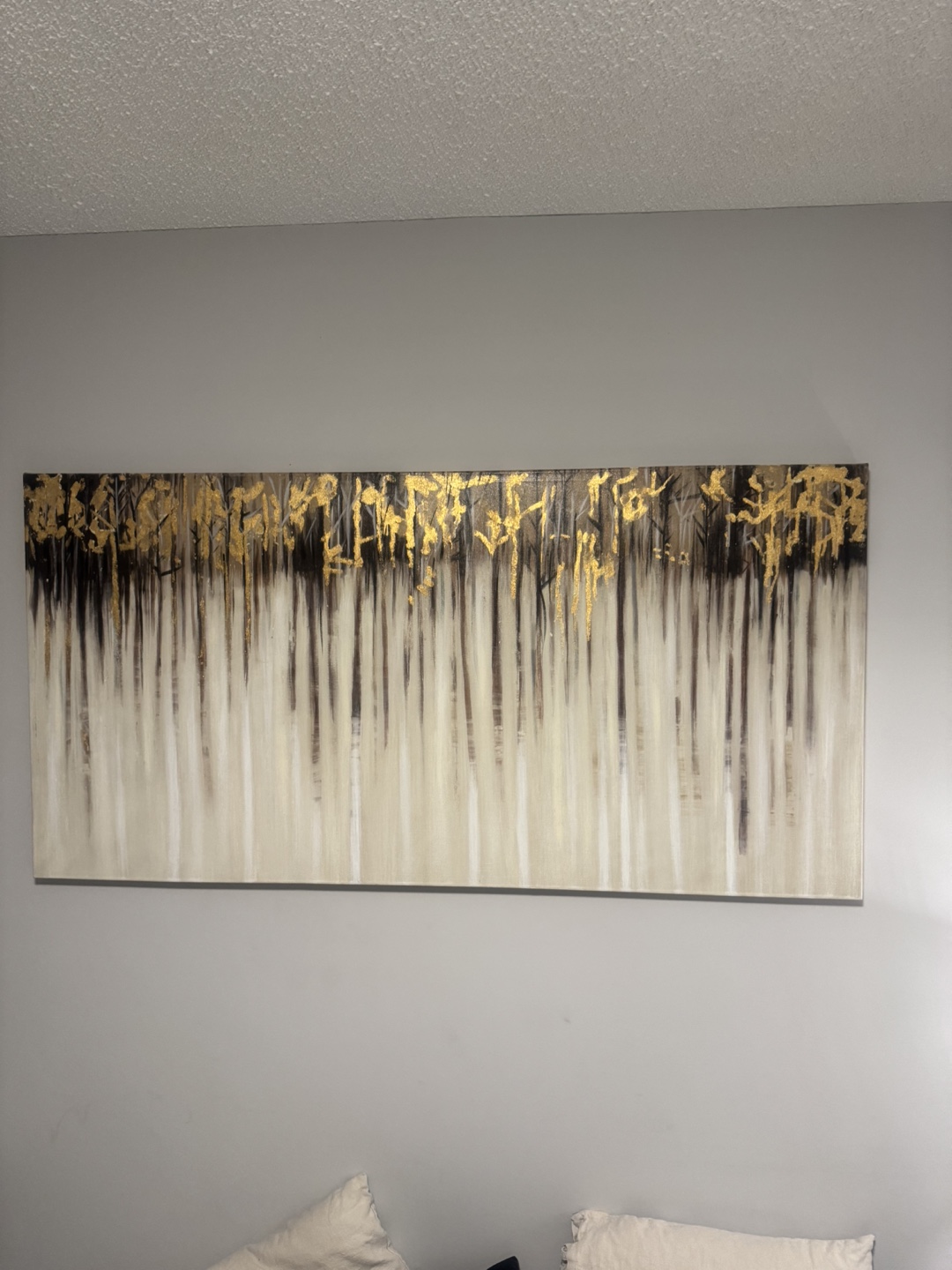 Large Abstract Gold and Grey Canvas Wall Art