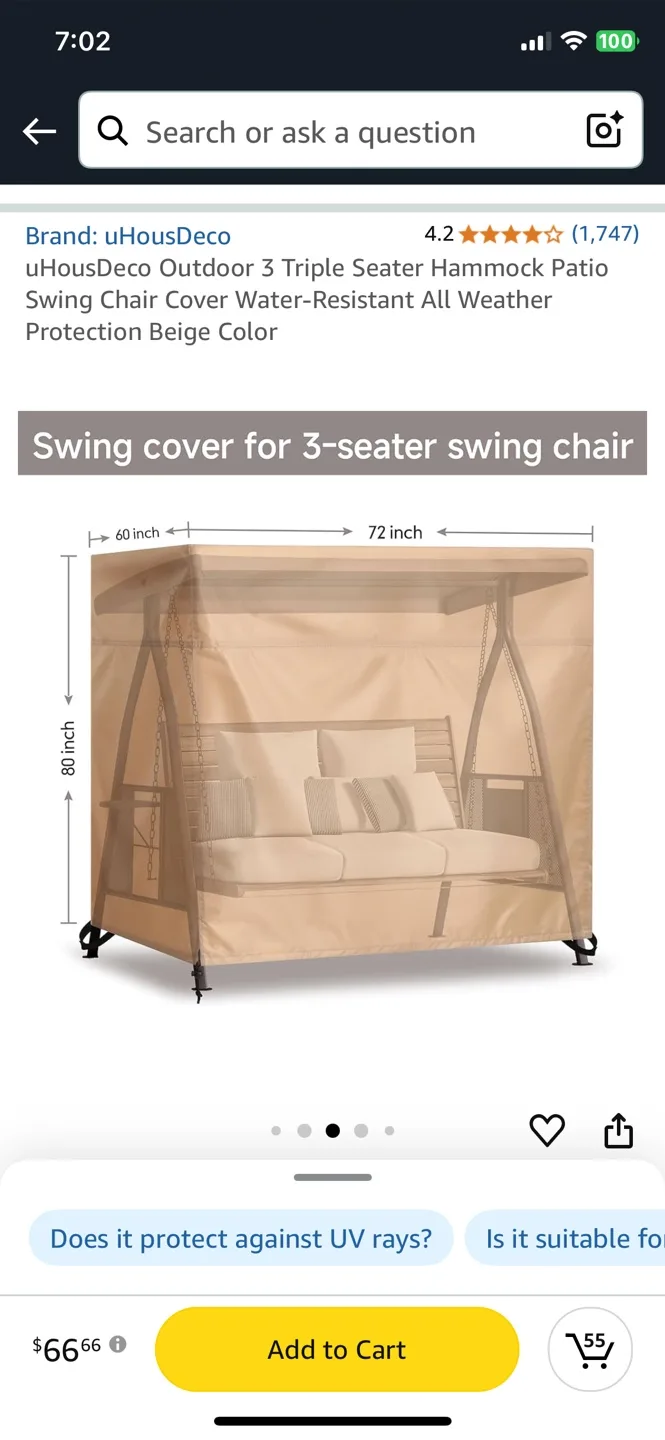 uHousDeco 3-Seater Swing Chair Cover thumbnail