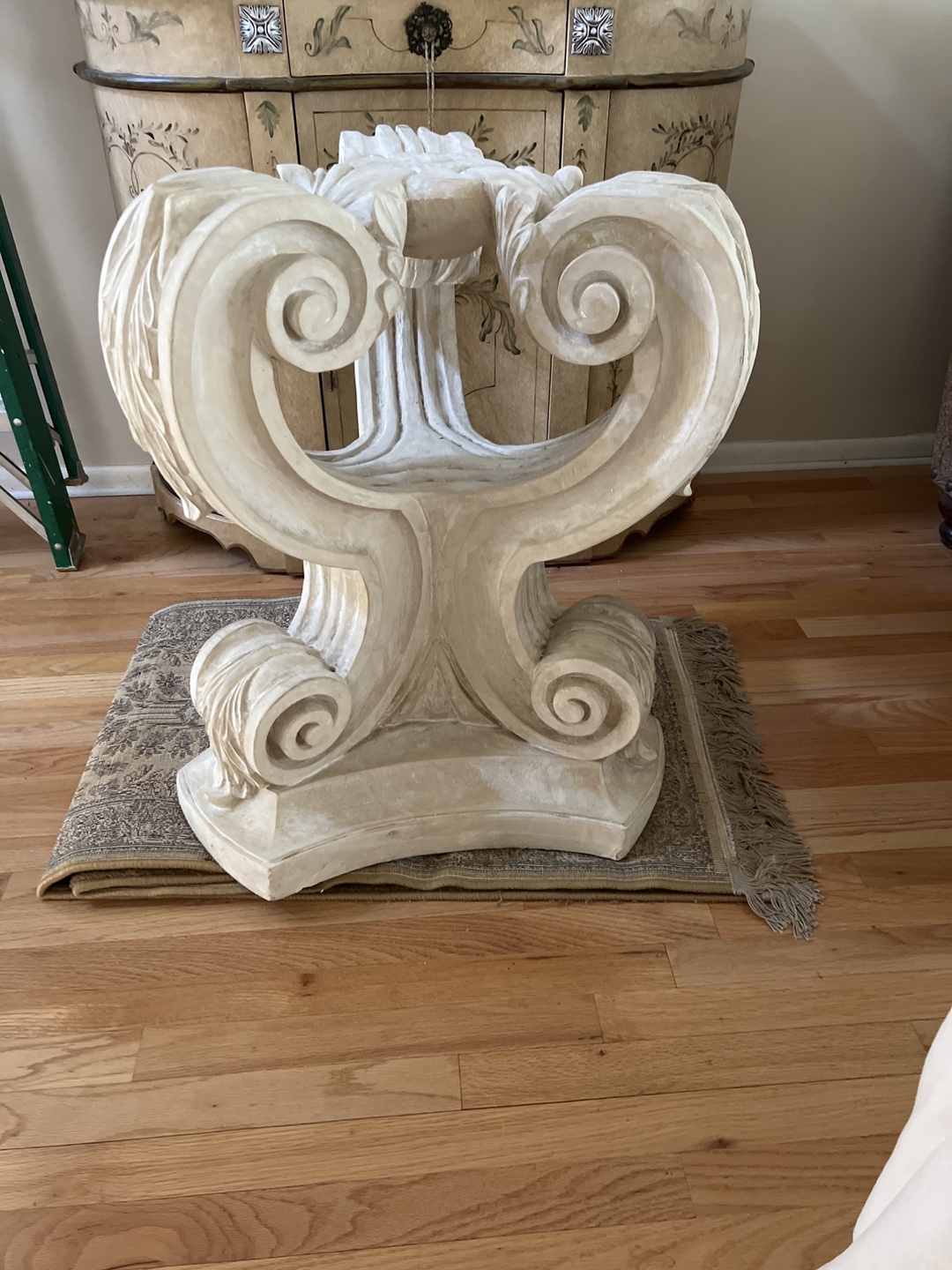 Elegant Ornate Pedestal Dining Table Base with Glass Top
