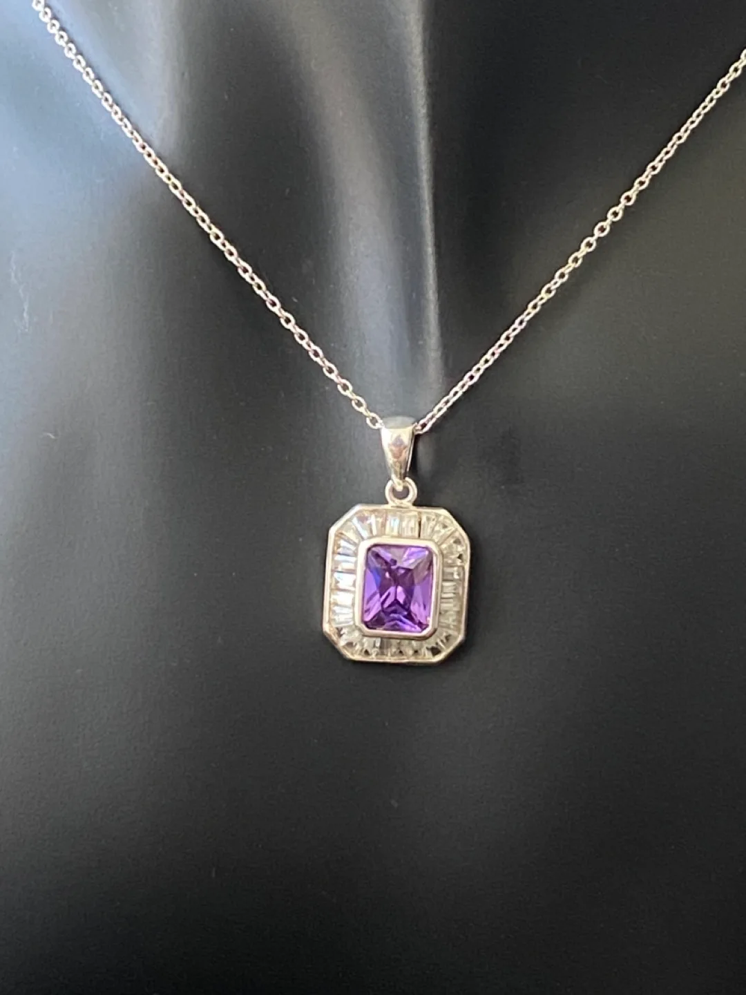 Genuine silver necklace with crystal pendant image indicator(2)