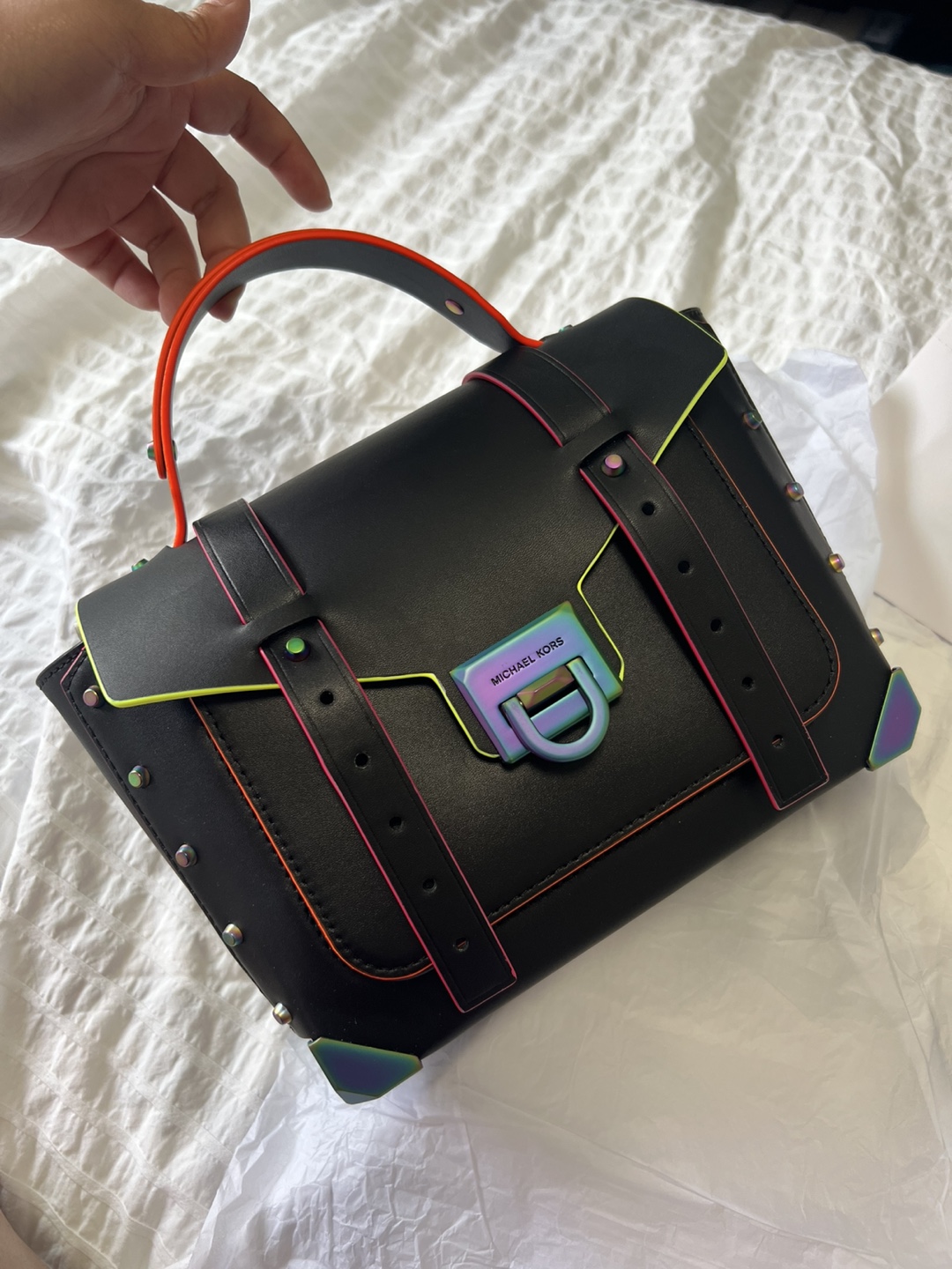Michael Kors Manhattan - Black and Multicolor Women's Bag