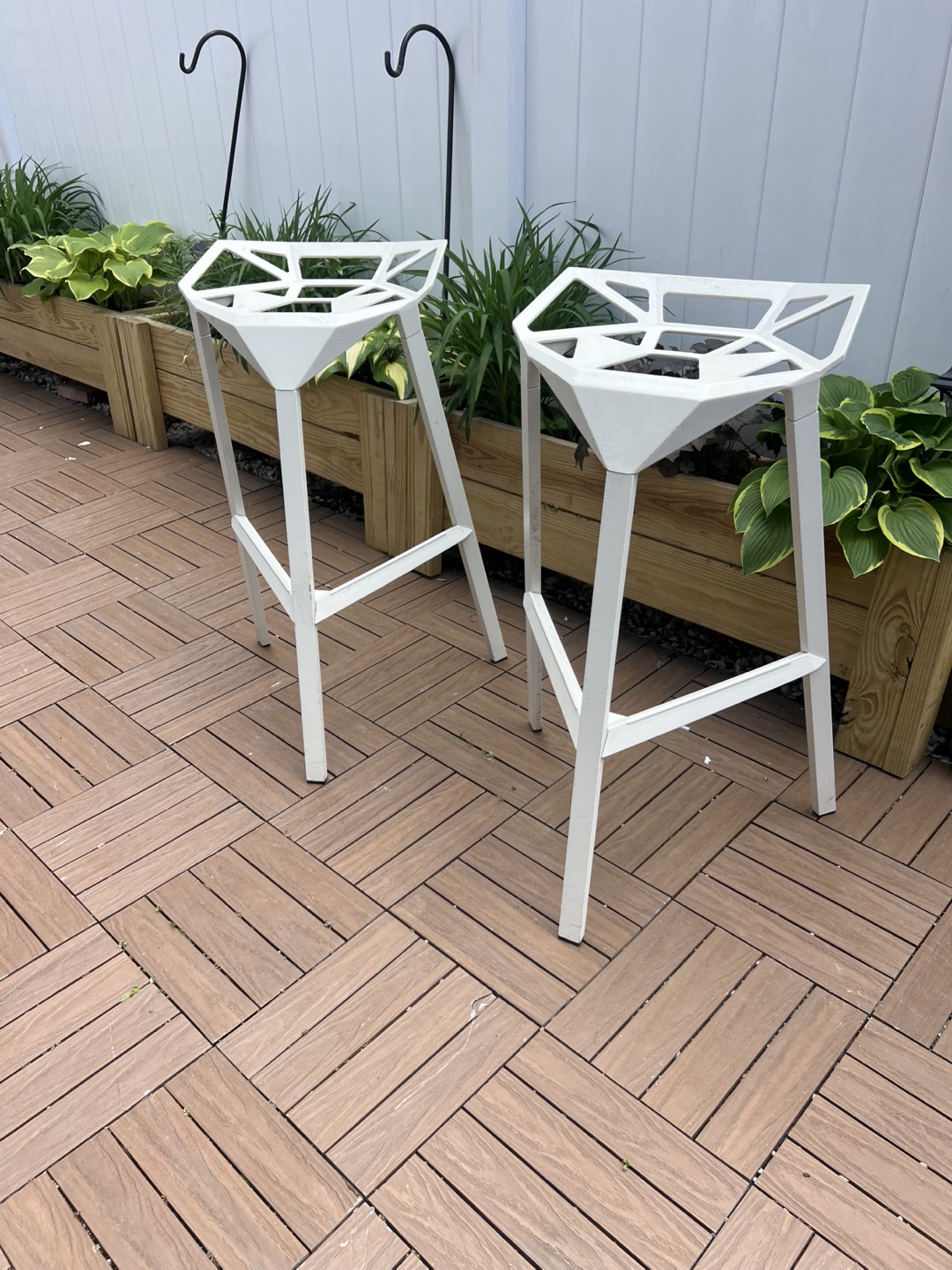 Pair of White Modern Bar Stools