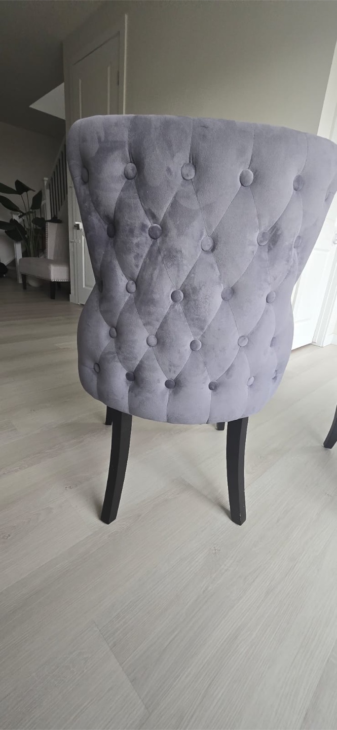 Set of Four Grey Velvet Dining Chairs - photo 4