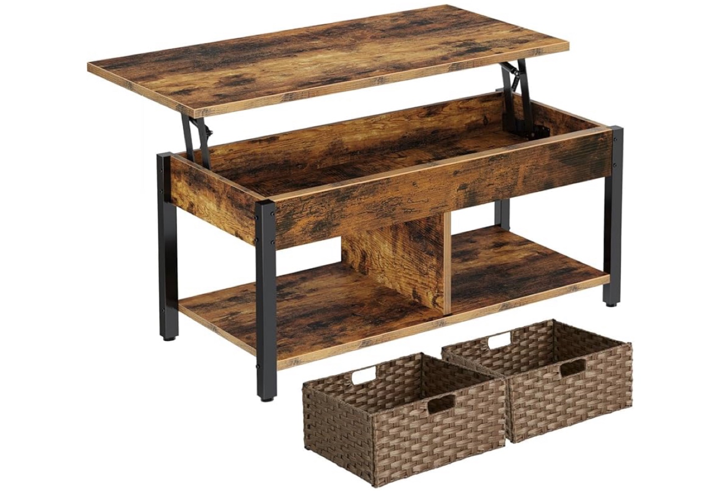 Rustic Lift-Top Coffee Table with Storage - photo 2