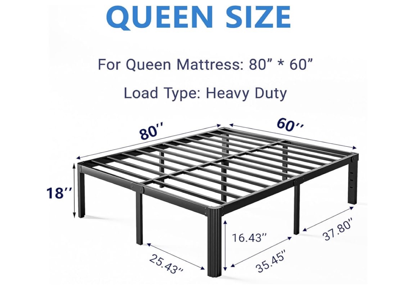 Queen Size Heavy Duty Metal Bed Frame - photo 3