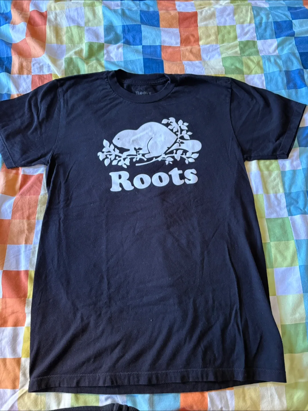 Roots Black T-Shirt Size Small thumbnail
