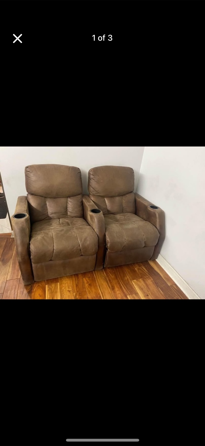 Pair of Brown recliners - photo 3