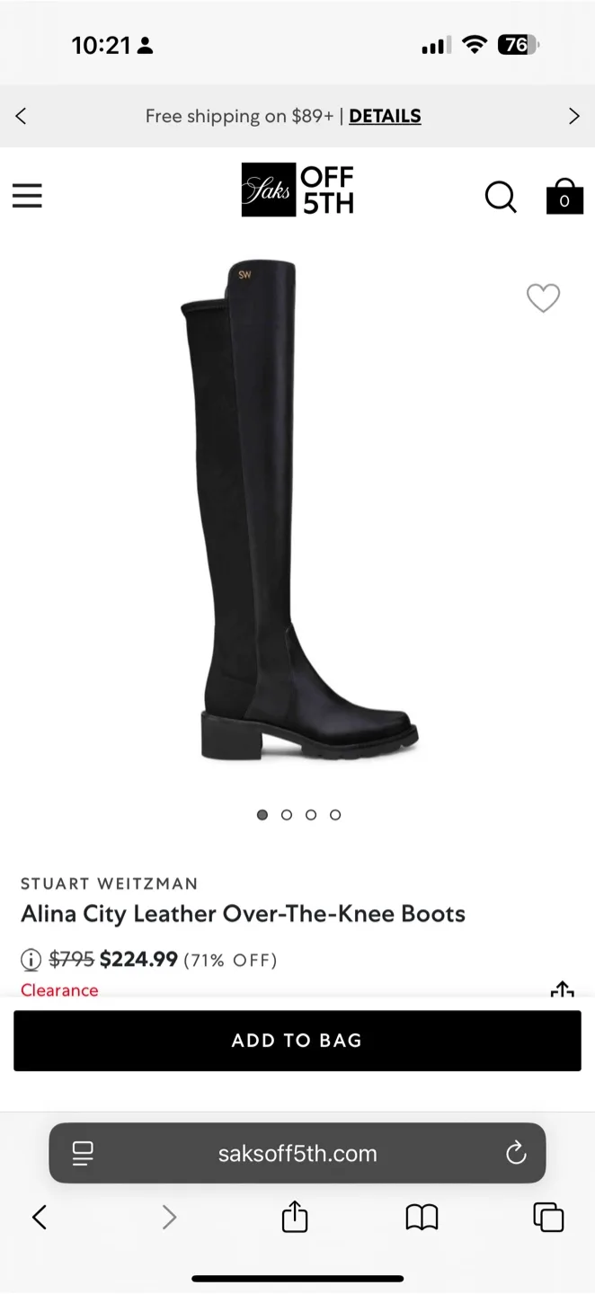 Stuart Weitzman Black Leather Boots thumbnail