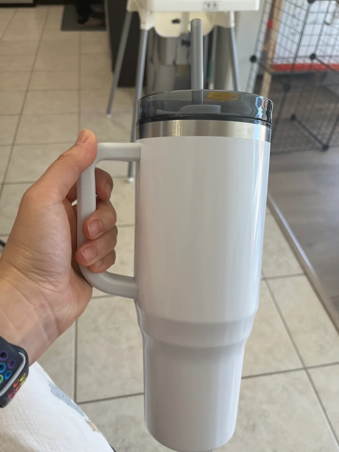 White 30oz Tumbler with Lid and Straw thumbnail