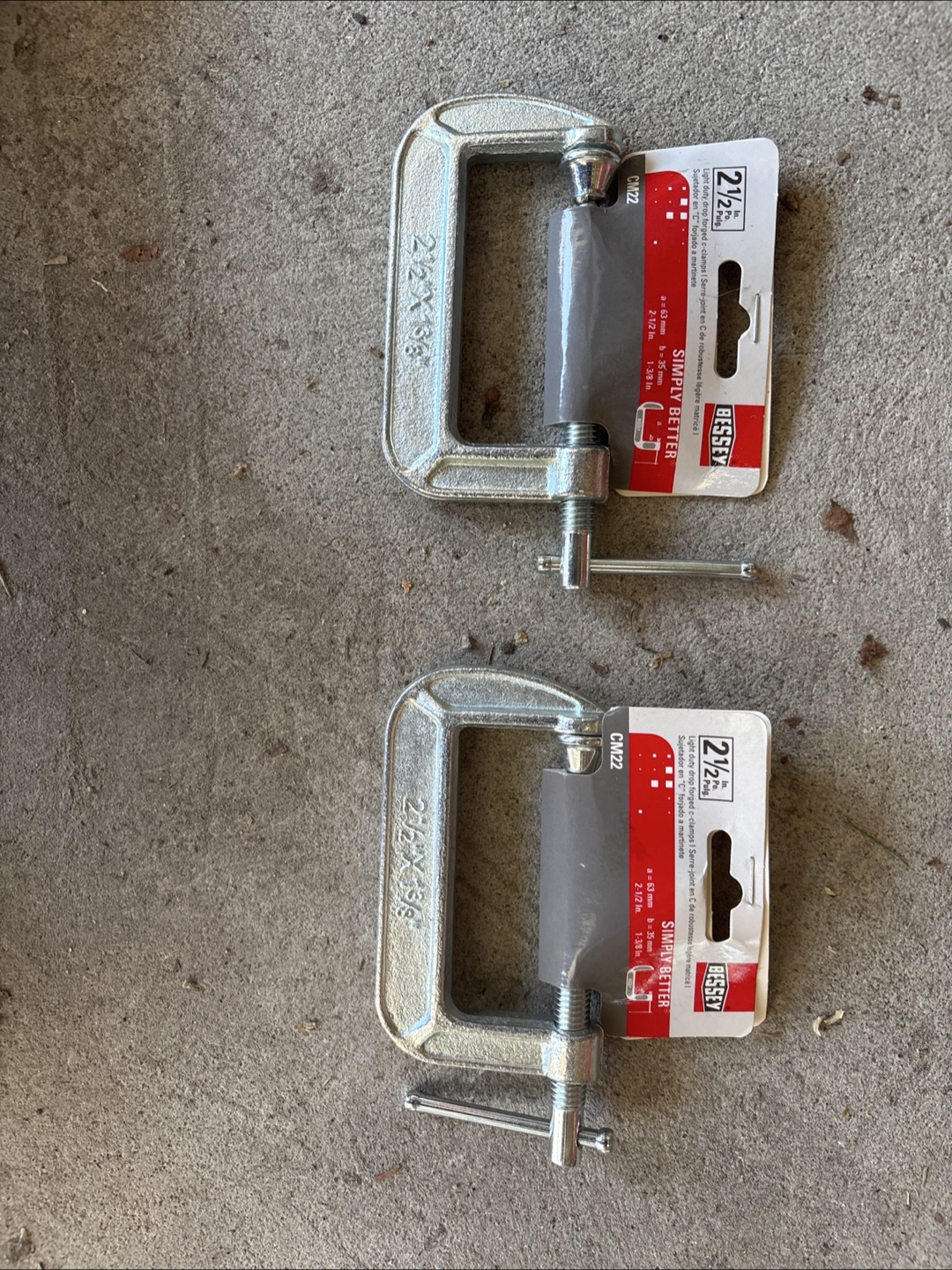 Pair of Bessey 2 1/2 inch C-Clamps