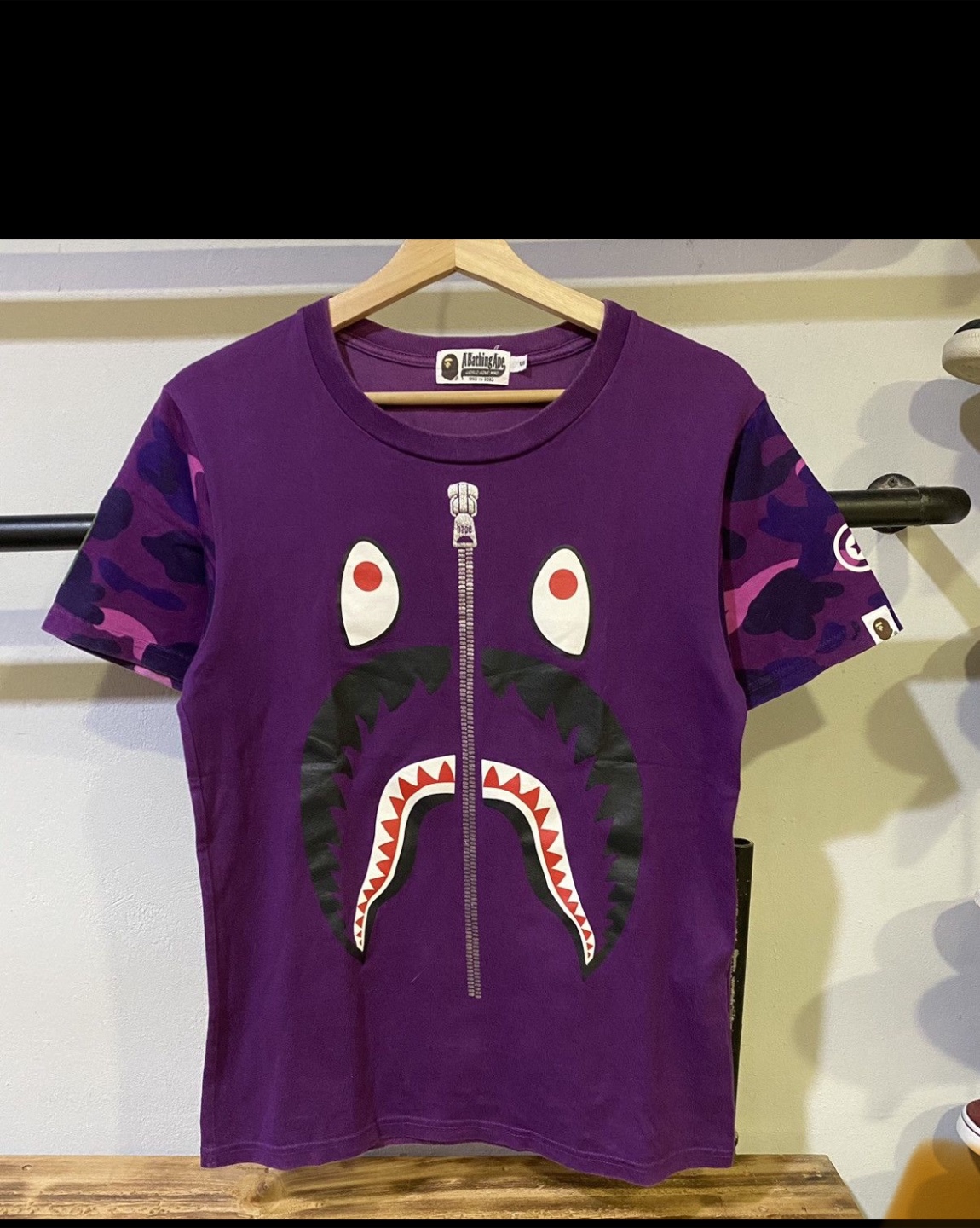 A Bathing Ape Purple Shark T-Shirt Size S
