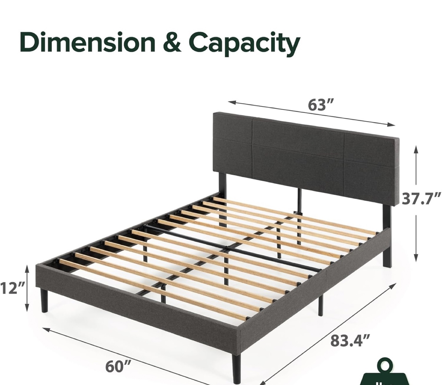 Queen Size Upholstered Bed Frame with Headboard
