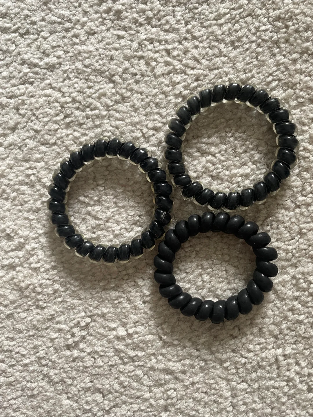 Three Black Spiral Hair Ties thumbnail