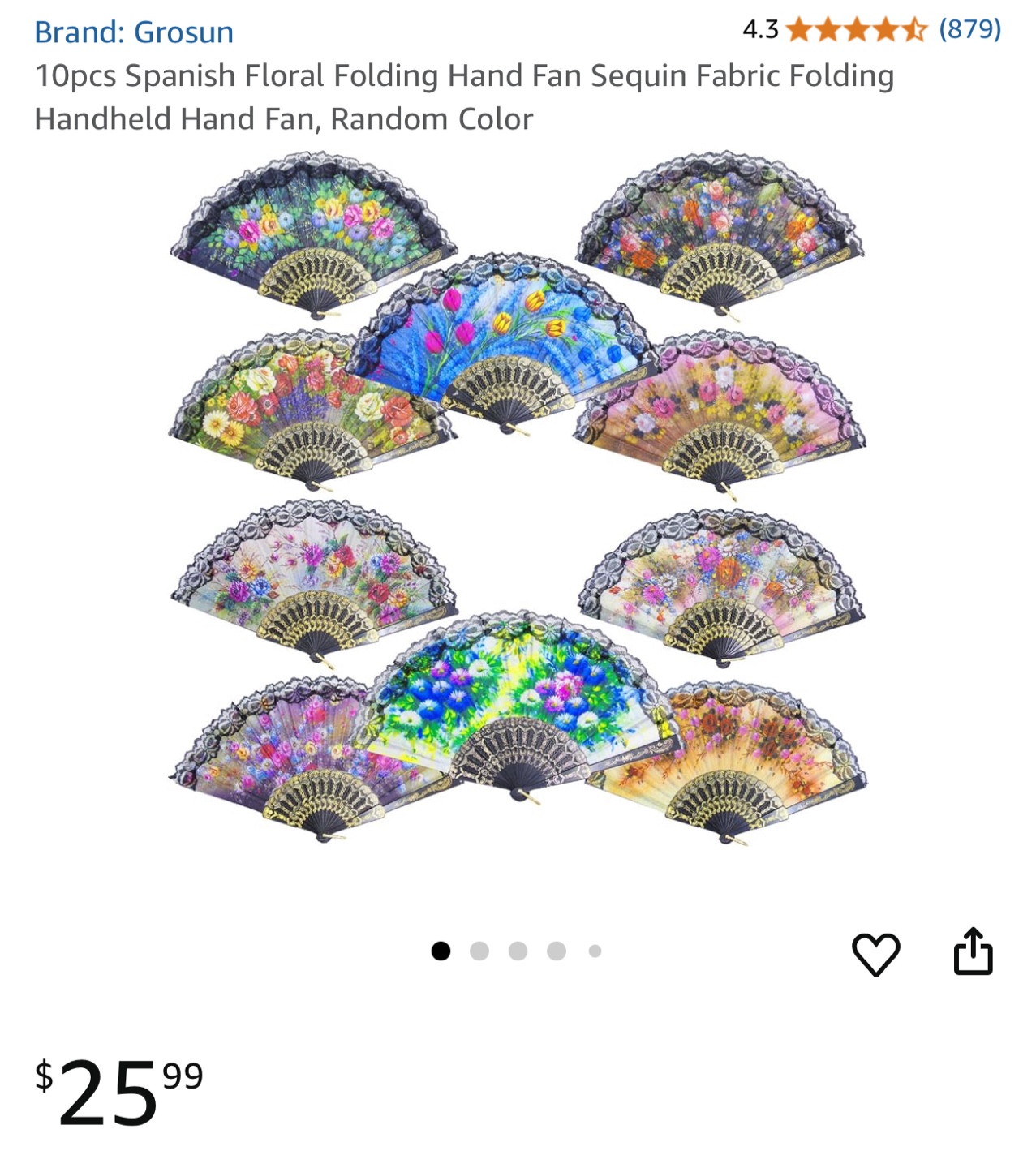 10pcs Grosun Spanish Floral Folding Hand Fans