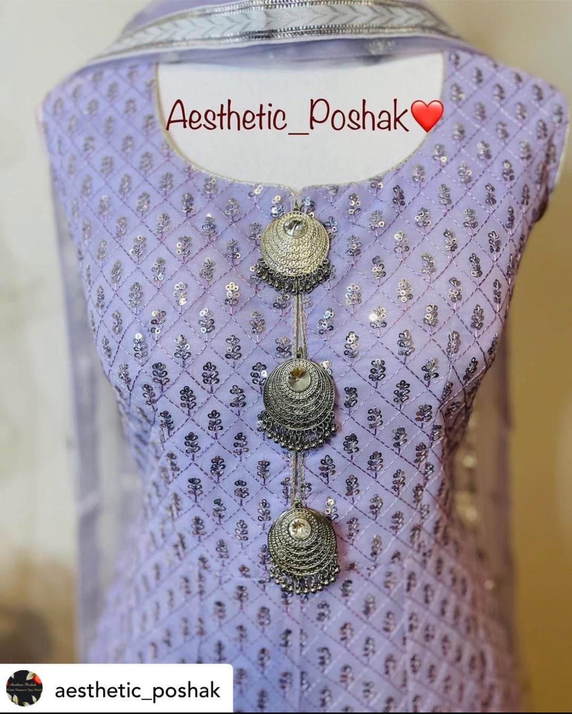 Lavender Sharara Suit with Sequins and Silver Accents - photo 3