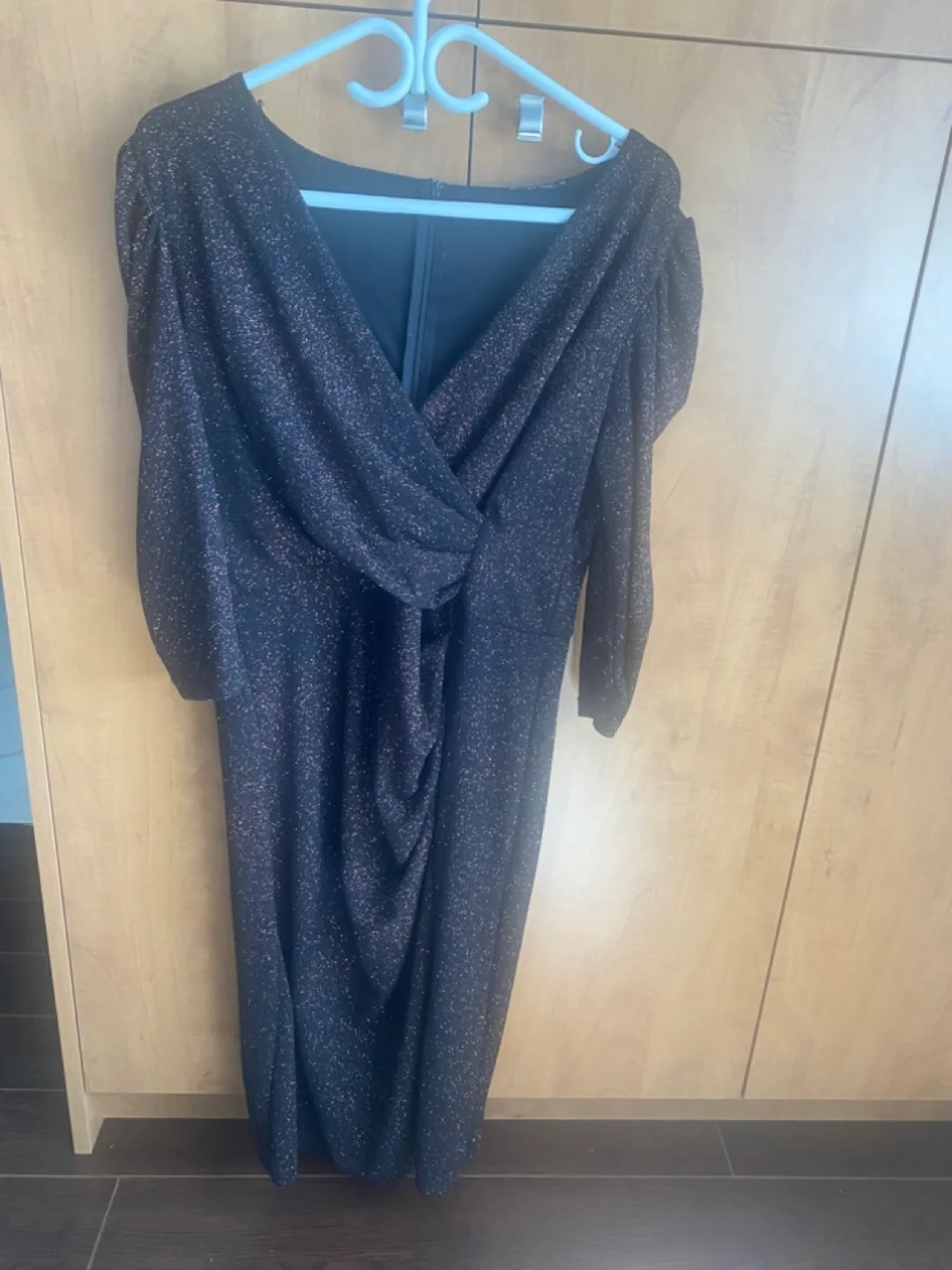 Sparkly Black Midi Dress Size 48 thumbnail