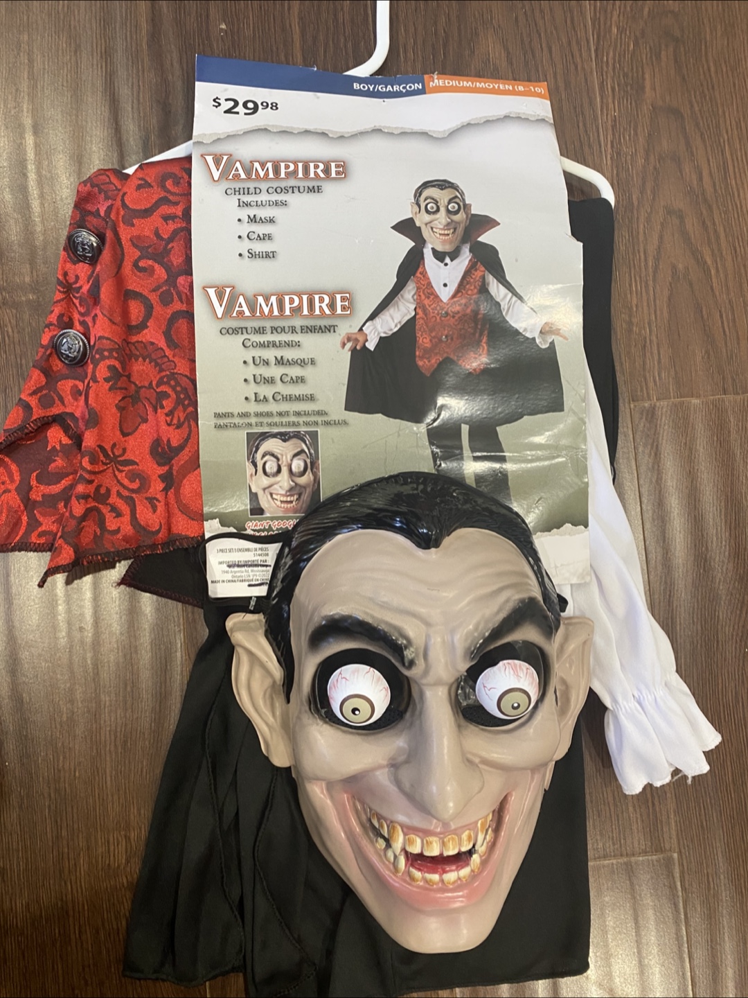 Boy's Vampire Costume - Size Medium (8-10)