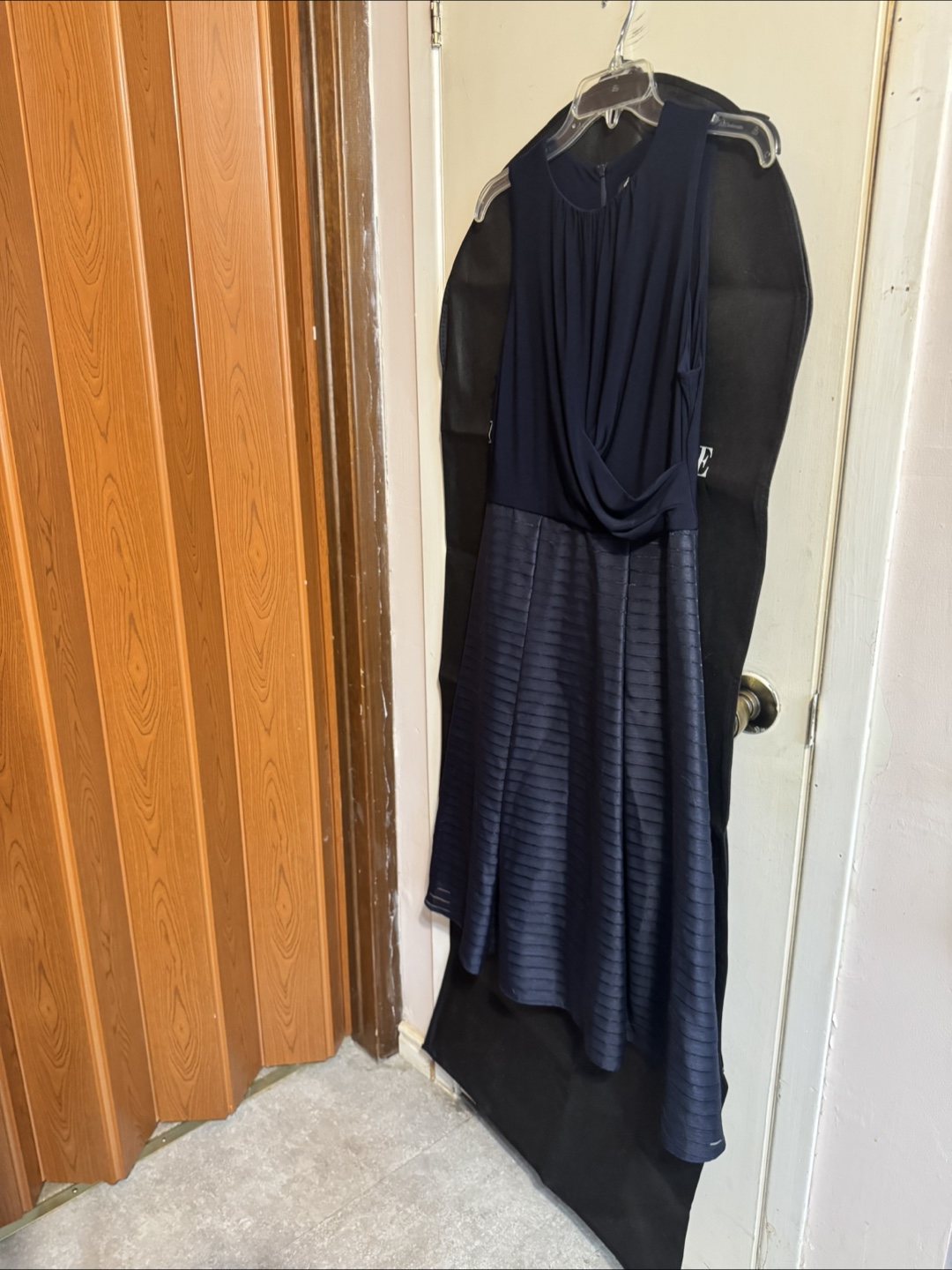 Navy Blue Sleeveless Fit and Flare Dress