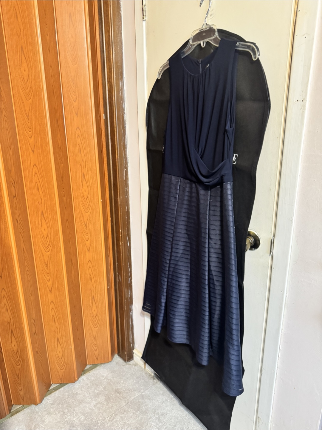 Navy Blue Sleeveless Fit and Flare Dress - photo 3