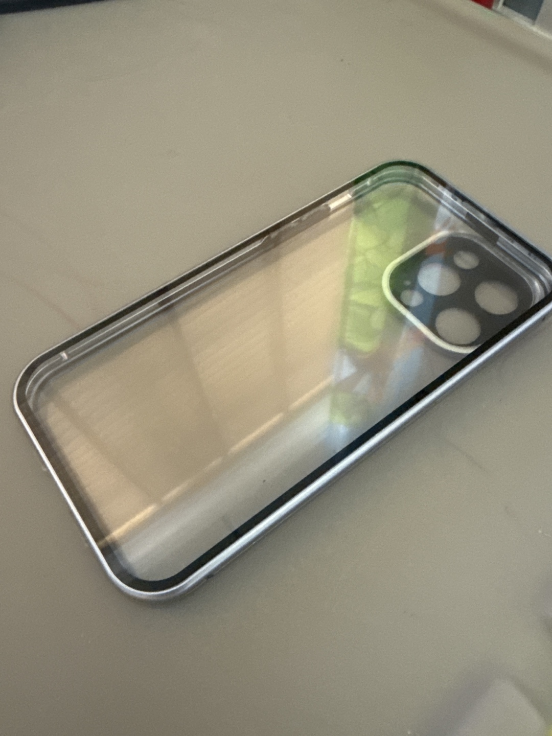iPhone 14 Pro Max Clear Case with Metal Blue Bumper