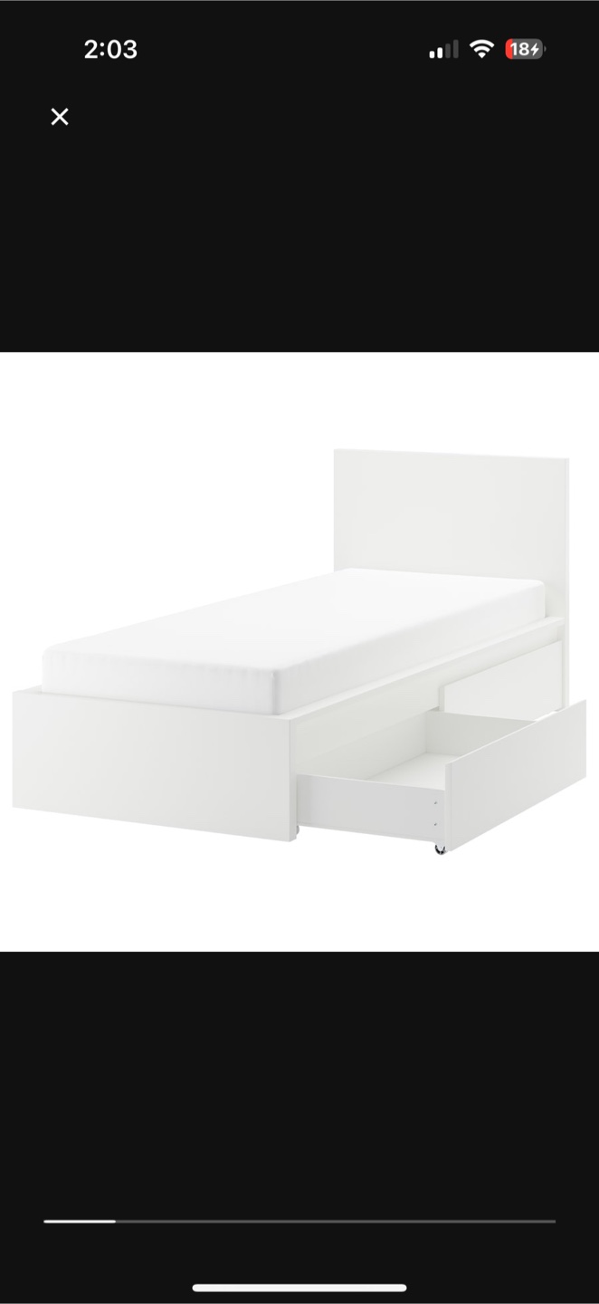 IKEA MALM White Twin-Size Bed Frame with Storage - photo 2