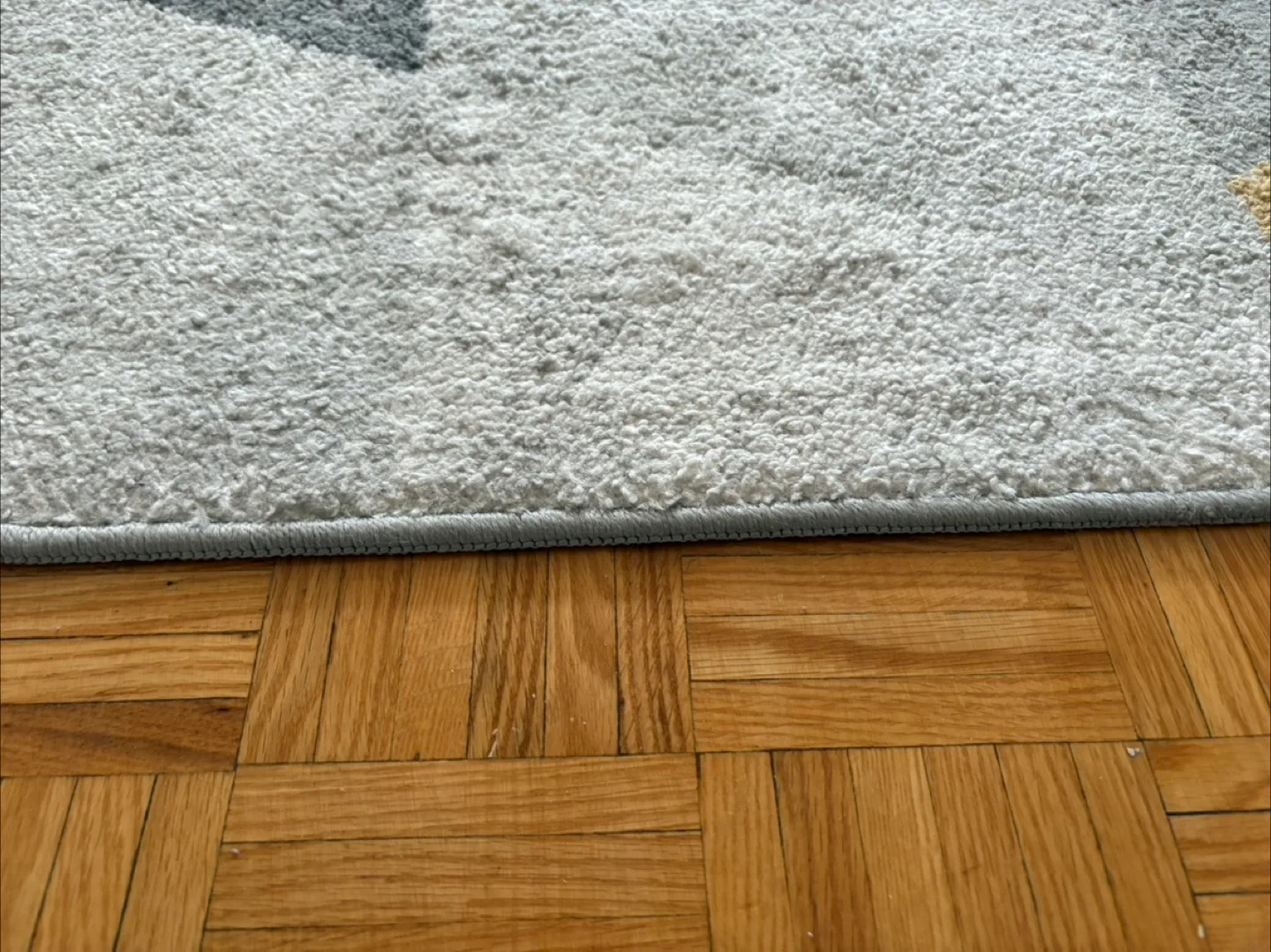 Geometric Area Rug - Grey, White, and Gold thumbnail