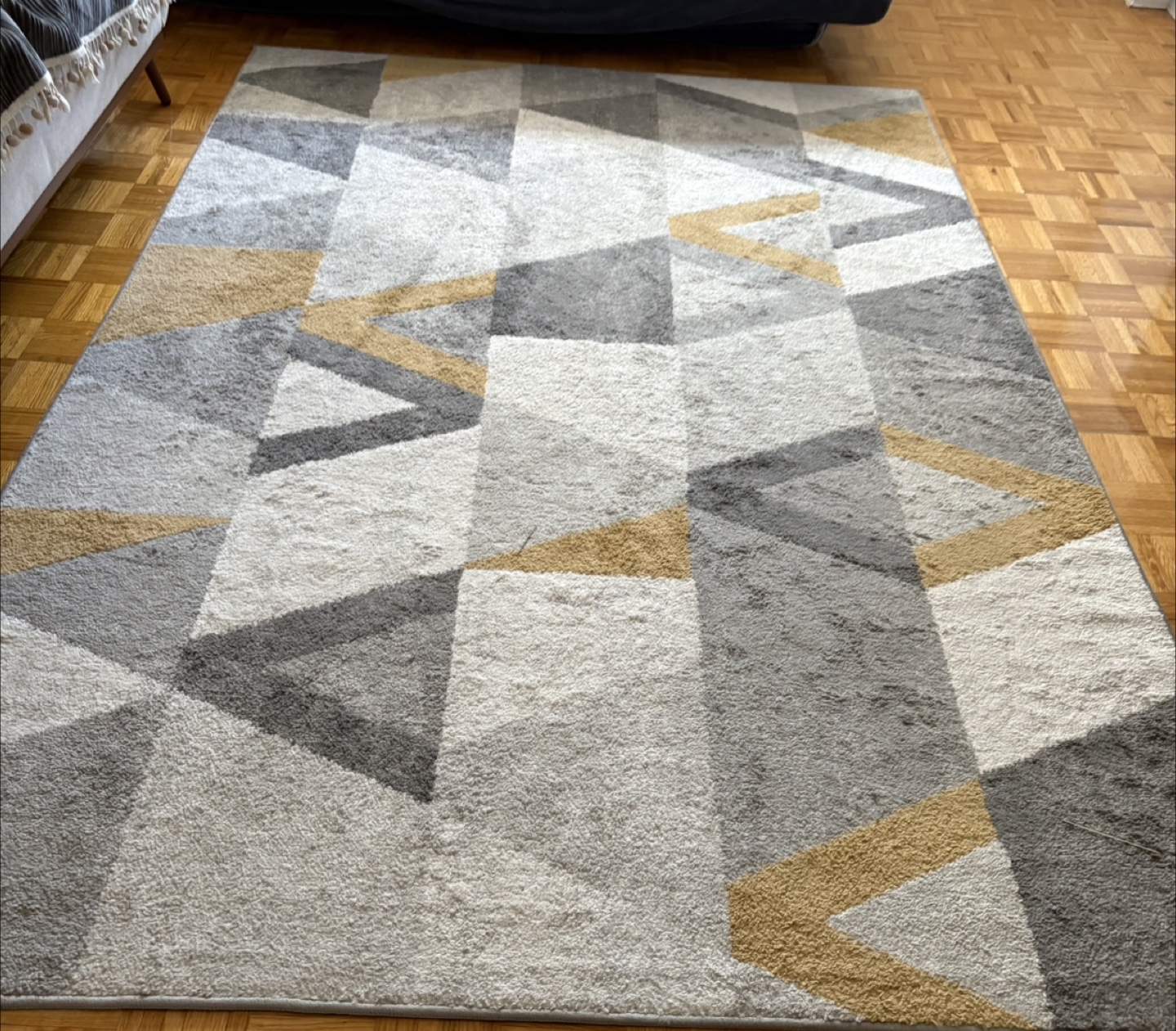 Geometric Area Rug - Grey, White, and Gold - photo 2