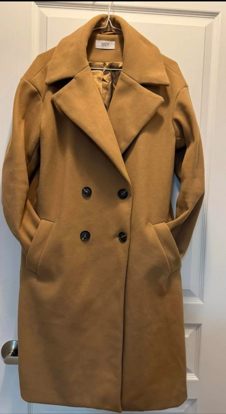 Suzy Kilee Camel Double-Breasted Coat (small) thumbnail