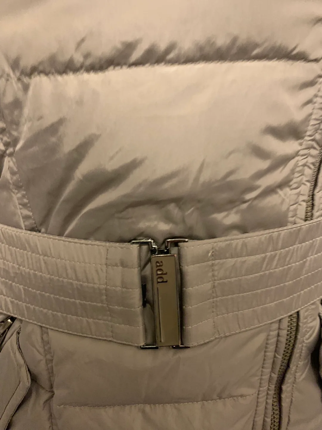 Women's Beige Belted Puffer Coat with Hood image indicator(7)