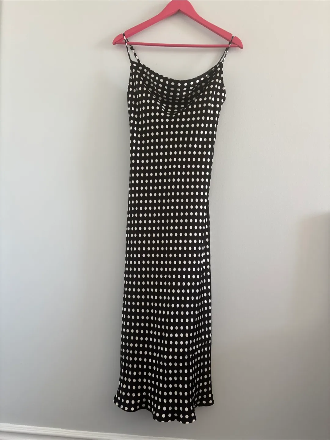 Zara | Black and White Polka Dot Cowl Neck Slip Dress - S image indicator(2)