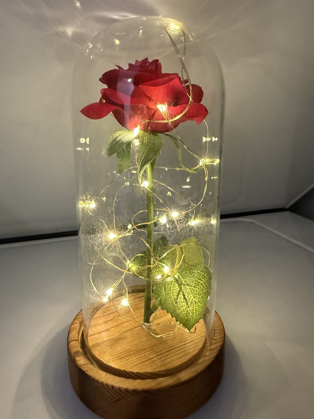 Enchanted Rose in Glass Dome with Lights - photo 2