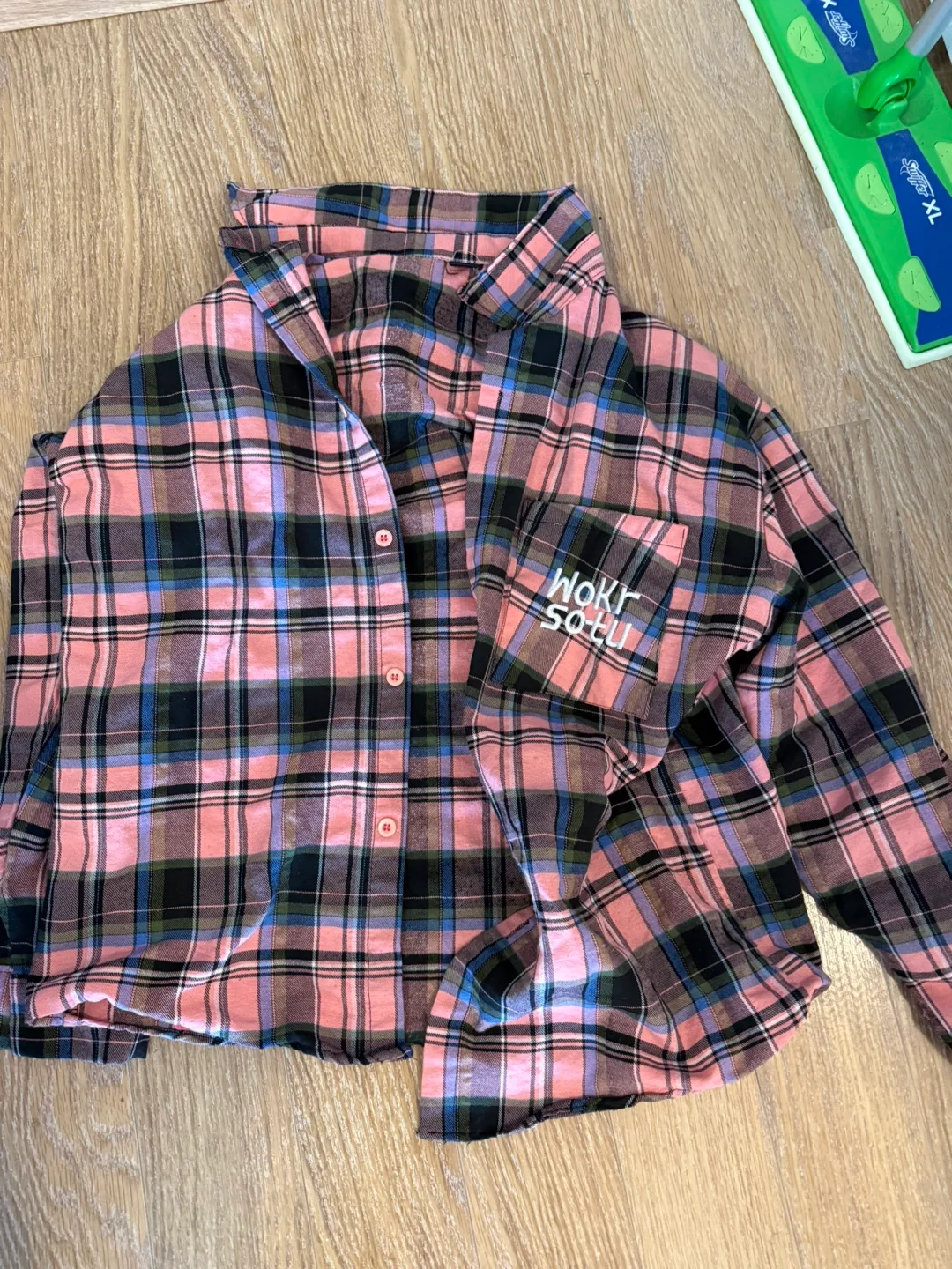 Pink and Black Plaid Flannel Shirt thumbnail