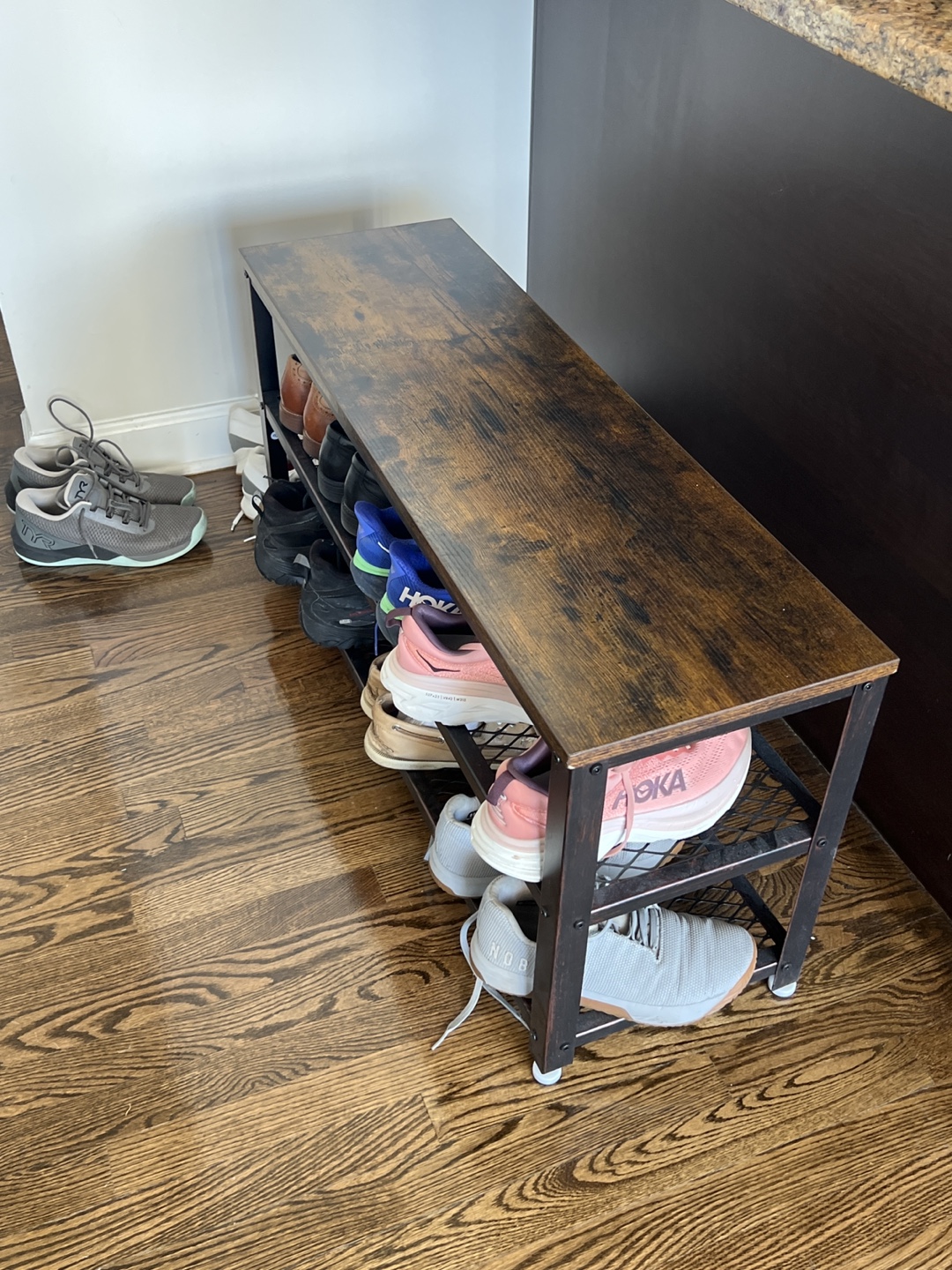 Rustic Shoe Bench with Storage