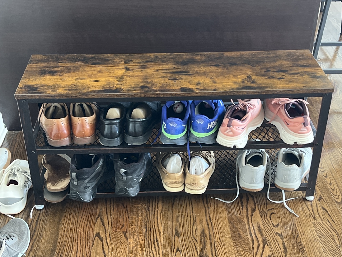 Rustic Shoe Bench with Storage - photo 2