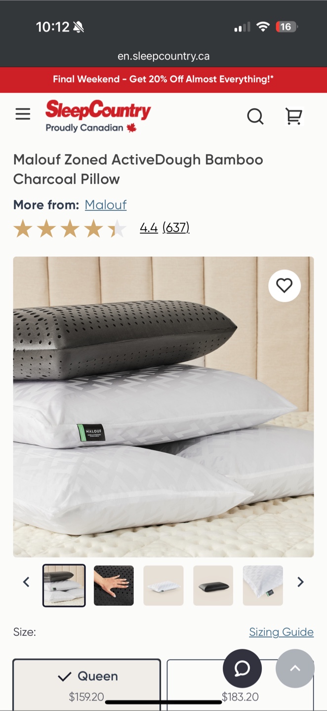 Malouf Bamboo Charcoal Pillows x2