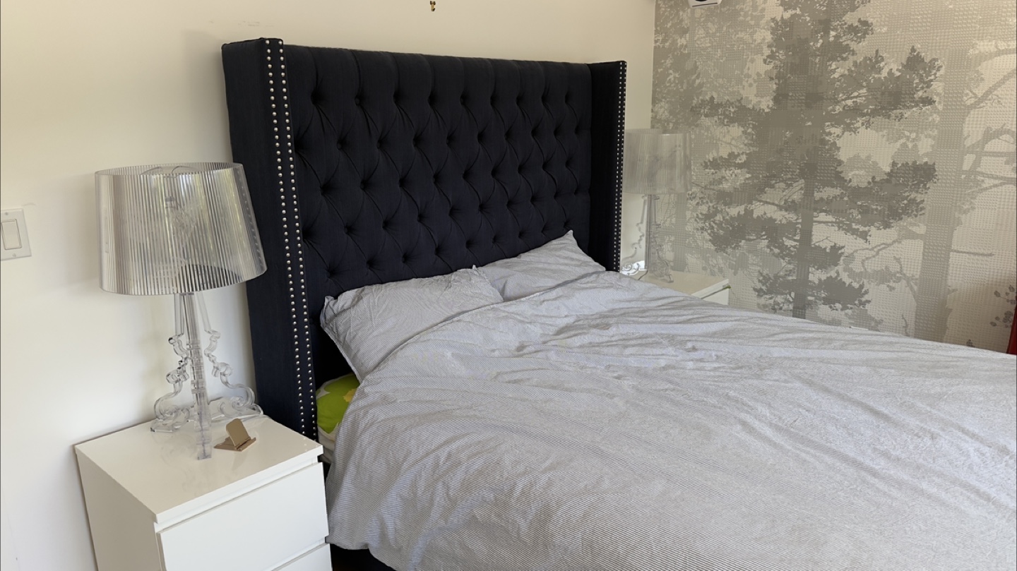 Queen Size Bed Frame with Mattress & Wingback Headboard