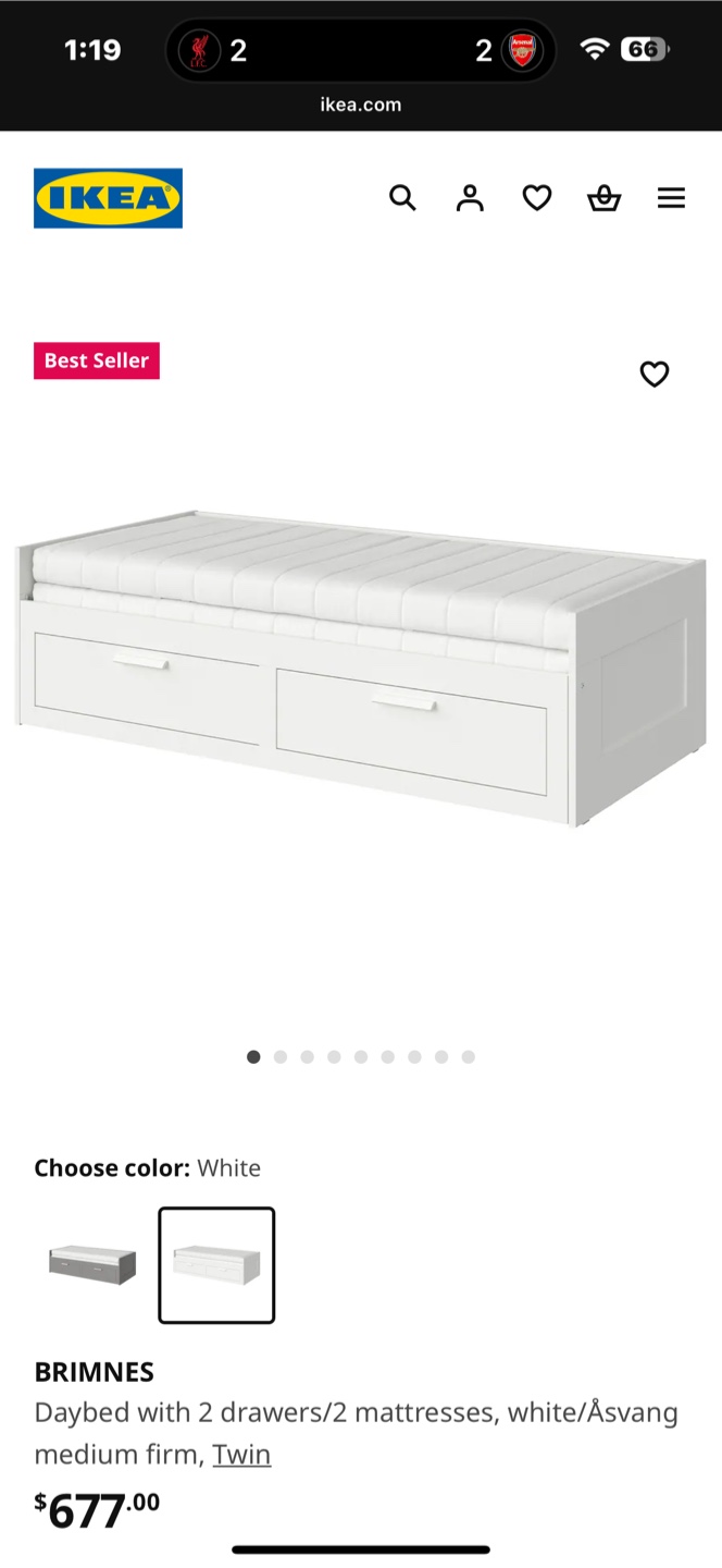 IKEA BRIMNES Daybed with 2 Drawers - White