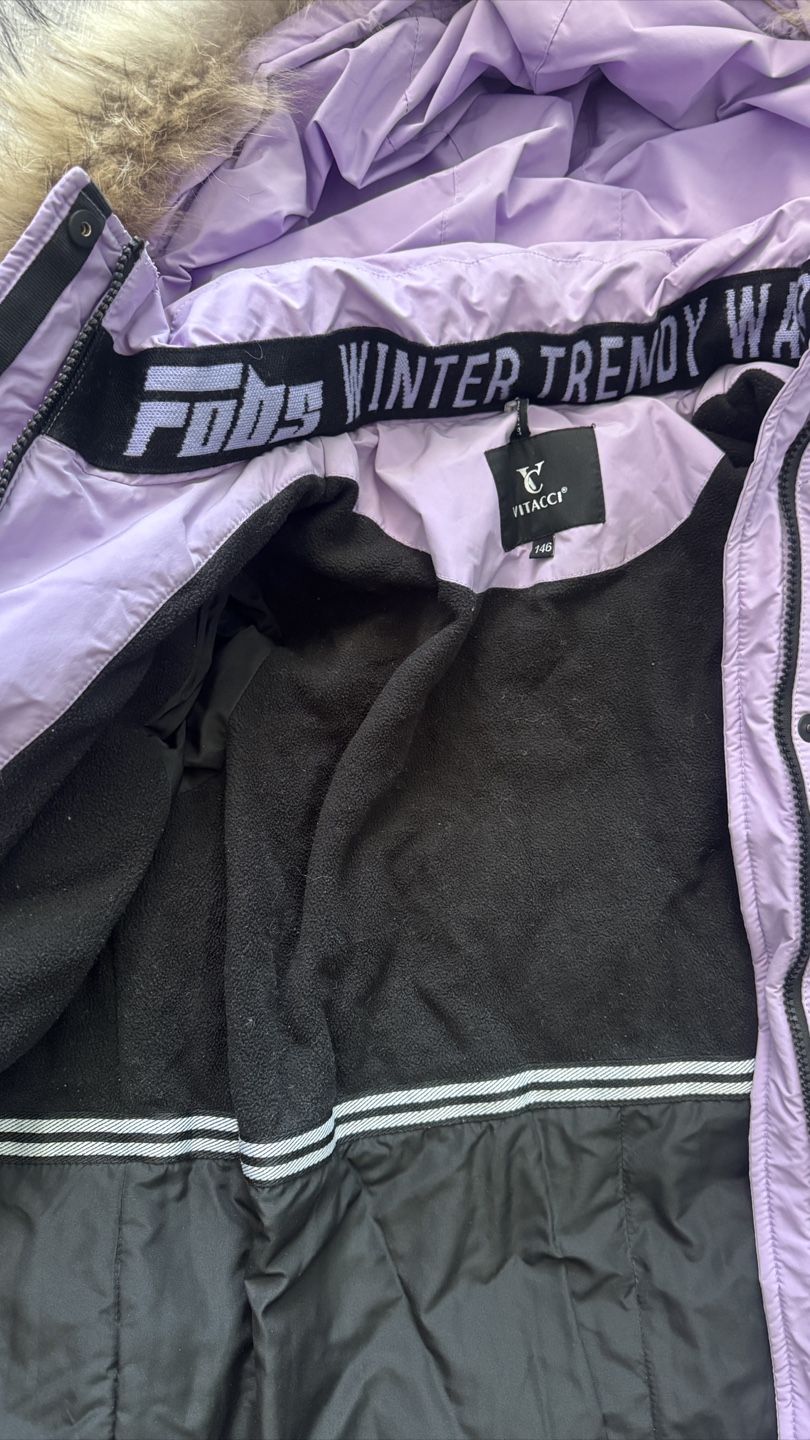 Lavender Purple Long Winter Puffer Jacket with Faux Fur Hood - photo 5