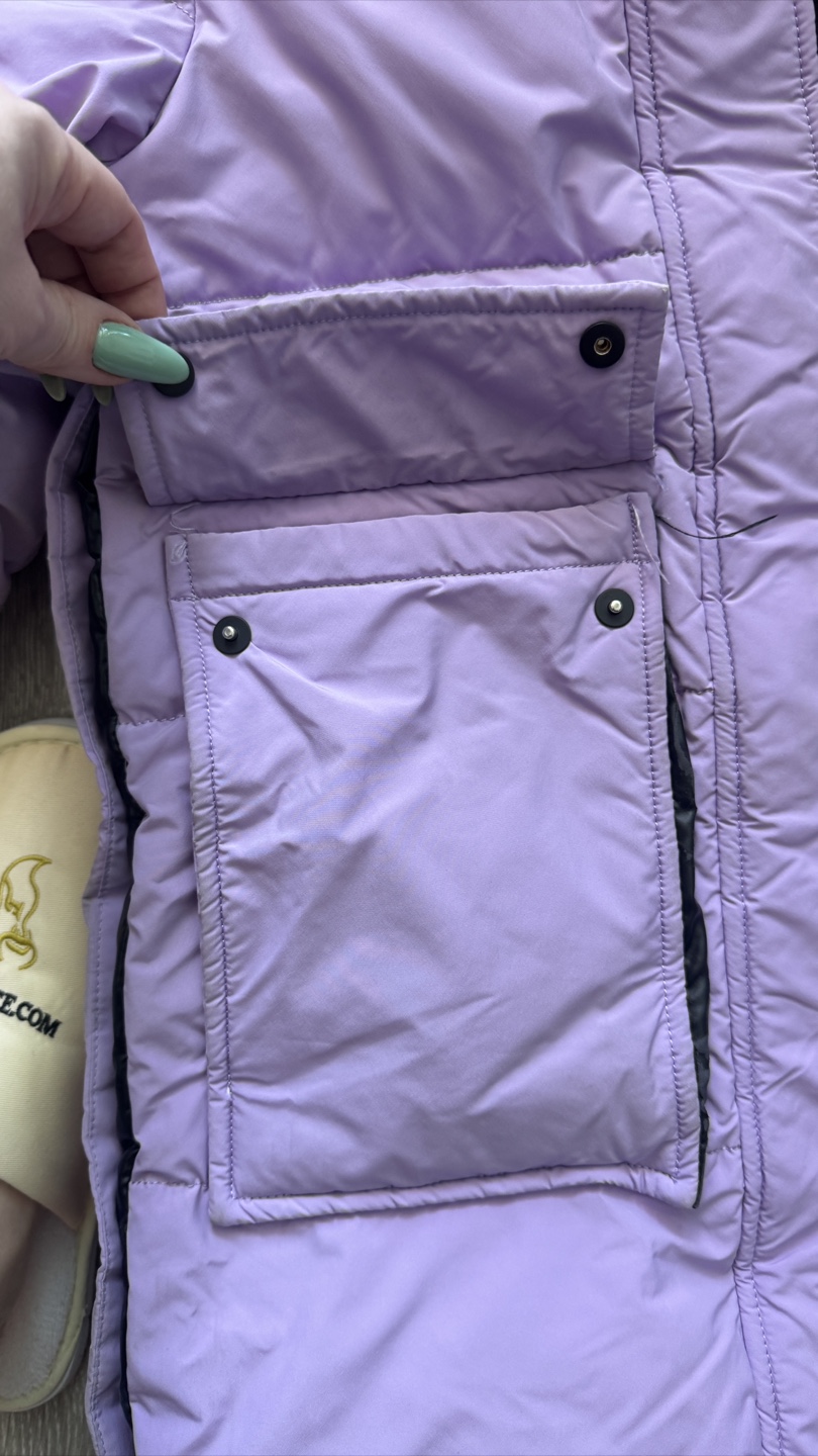 Lavender Purple Long Winter Puffer Jacket with Faux Fur Hood - photo 3