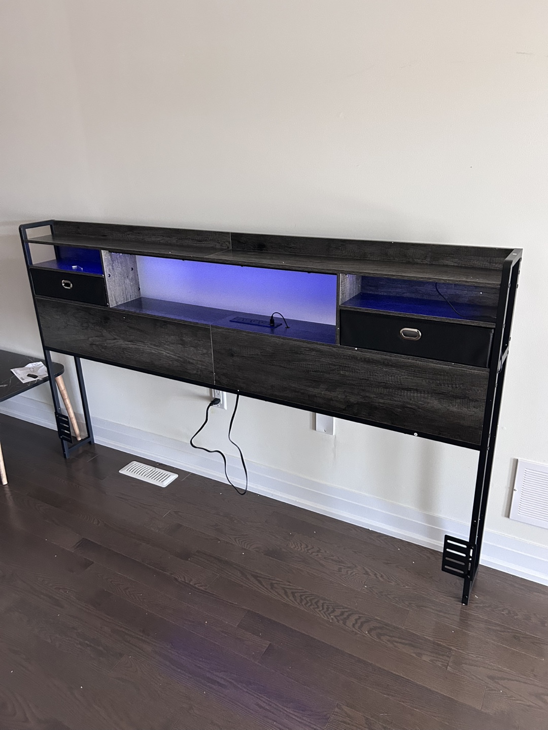 King Size LED Headboard with Shelves and Outlets - photo 4
