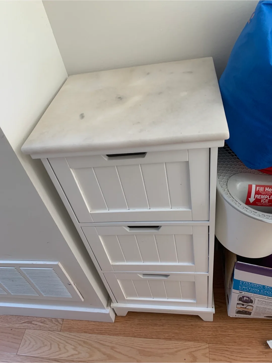 White 3- and 4-Drawer Bathroom Cabinet with Marble Top thumbnail